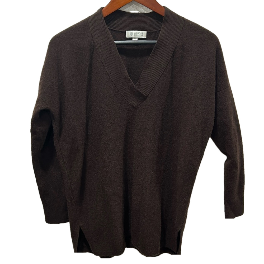 KINROSS cashmere brown long sleeve sweater size 1 GUC